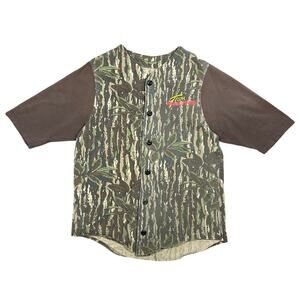 Vintage Team RealTree Camo Baseball Style Jersey T-Shirt Cotton Mens Large